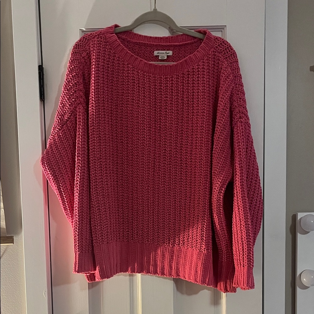 American Eagle Outfitters Vibrant Pink Crew Neck Sweater